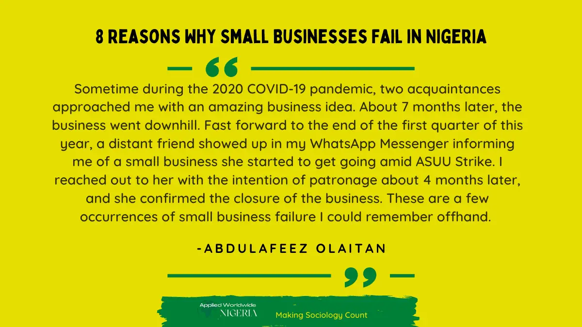 You are currently viewing 8 Reasons Why Small Businesses Fail in Nigeria