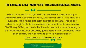 Read more about the article The Barbaric Child “Money Wife” Practice in Becheve, Nigeria.