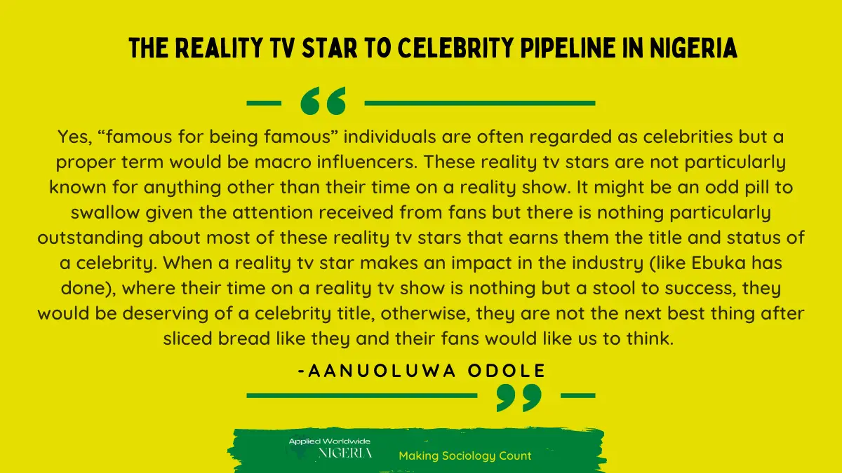 You are currently viewing The Reality TV Star to Celebrity Pipeline in Nigeria