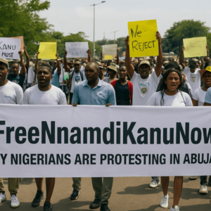 #FreeNnamdiKanuNow: Why Nigerians Are Protesting in Abuja